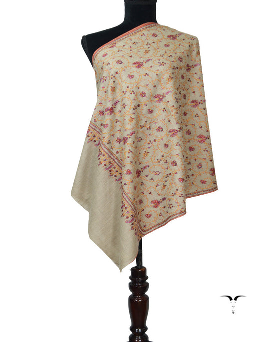 Natural Pashmina Stole In Sozni 5899