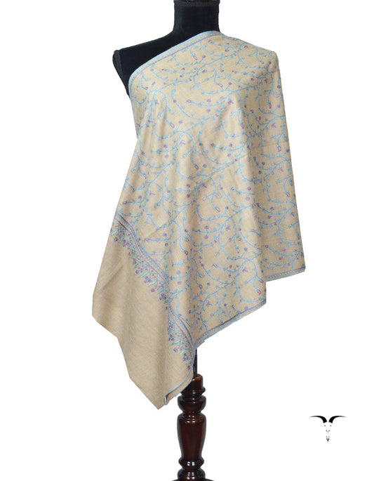 Natural Pashmina Stole In Sozni 5902
