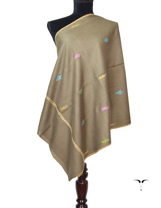 Natural Pashmina Stole In Sozni 5905
