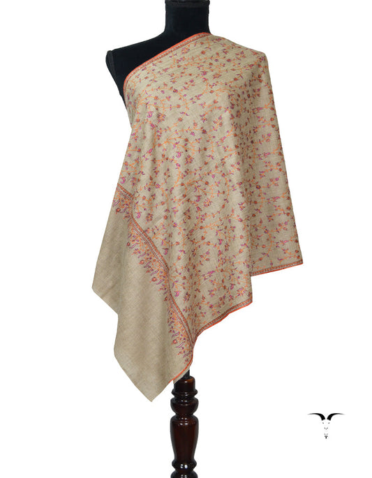 Natural Pashmina Stole In Sozni 5917