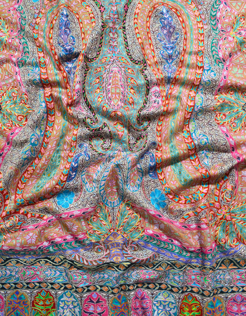 Multicoloured Kalamkari Pashmina Shawl 5923