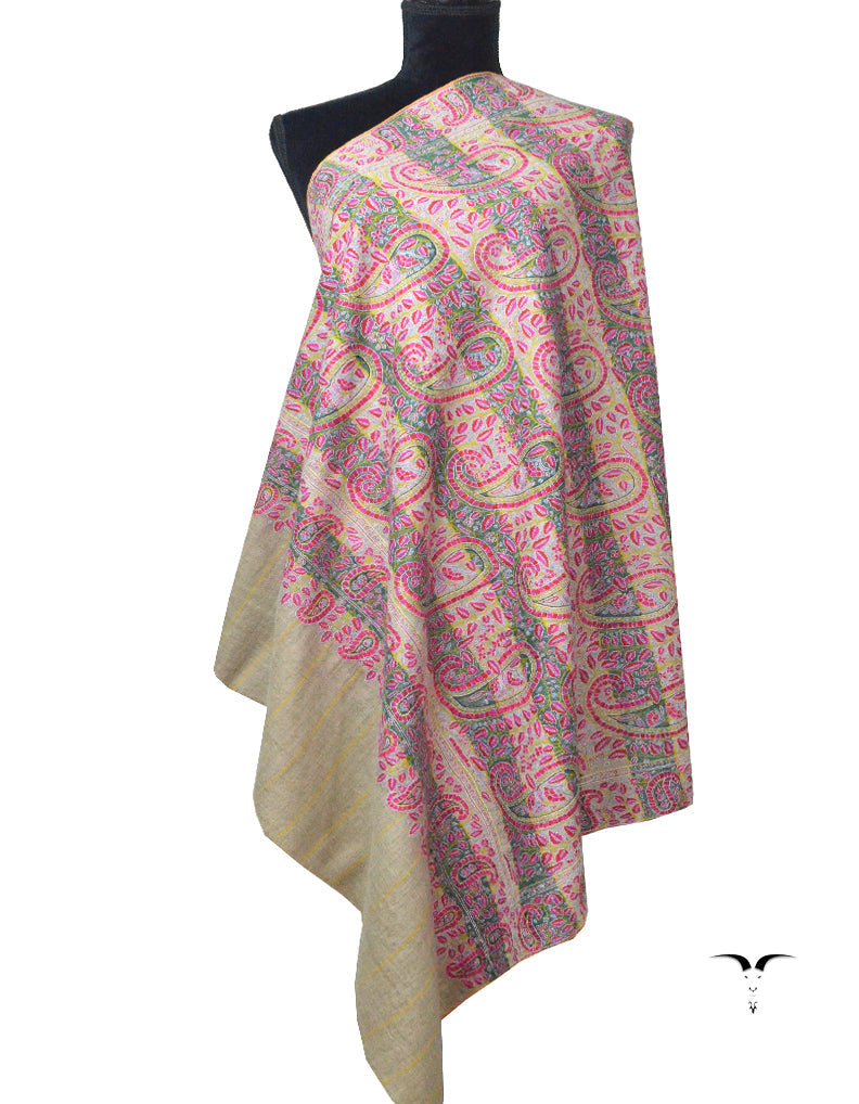Natural Pashmina Shawl With Embroidery 5929