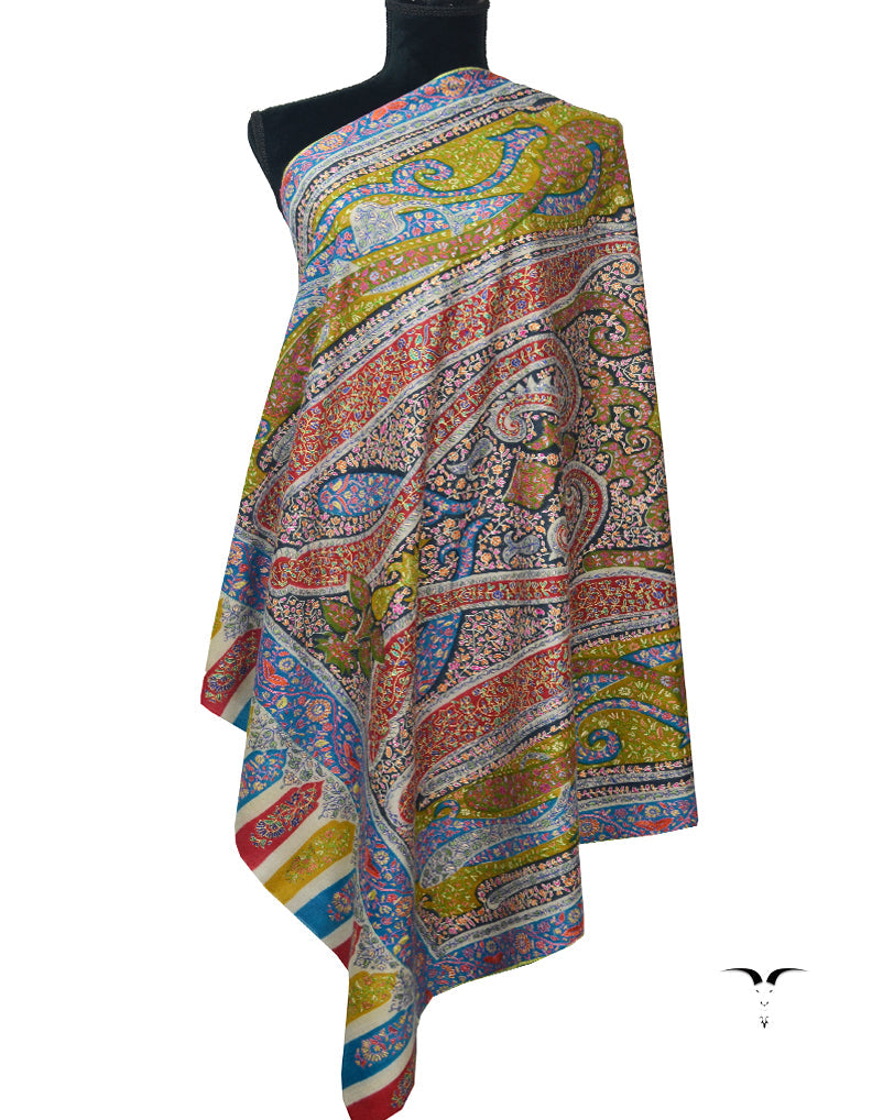 Multicoloured Pashmina Shawl In Embroidery 5966