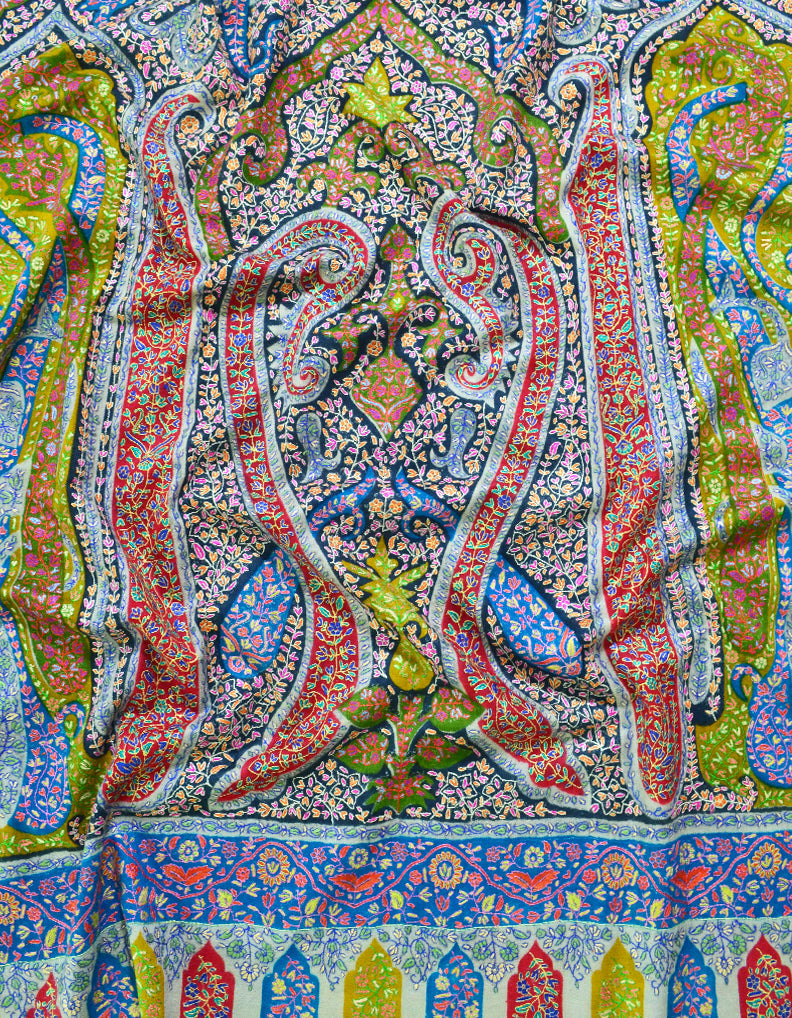 Multicoloured Pashmina Shawl In Embroidery 5966