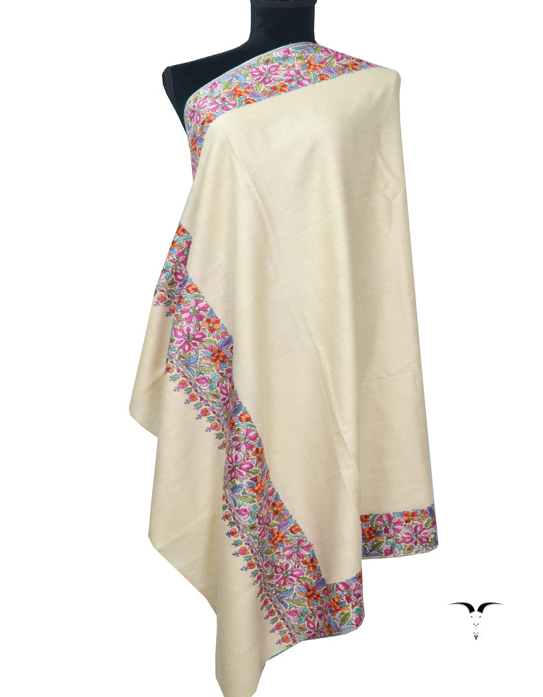Off white Pashmina Shawl In Embroidery 5969