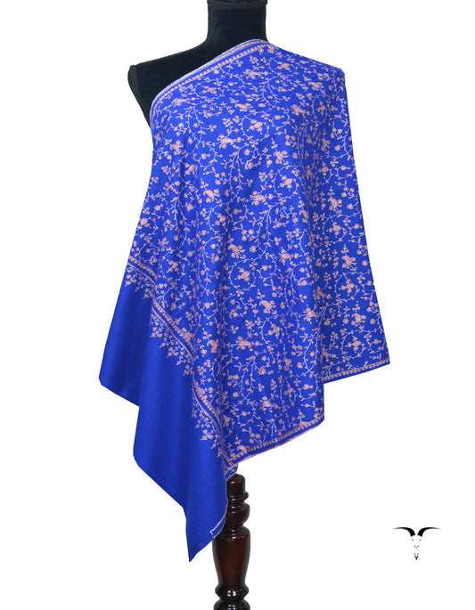 Ink Blue Pashmina Stole In Sozni 5975