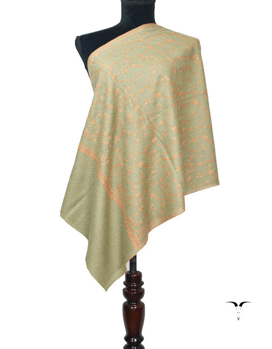 Smoke Grey Pashmina Stole In Sozni 5983