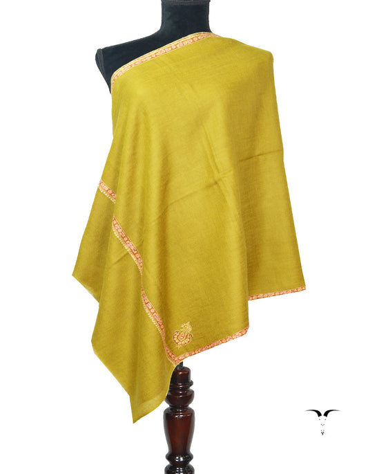 Subtle Green Pashmina Stole In Sozni 5989