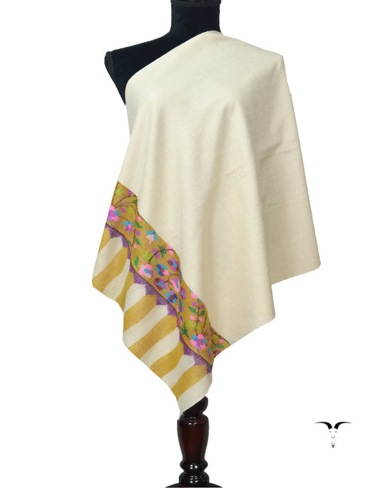 Off White Kani Pashmina Stole 5996