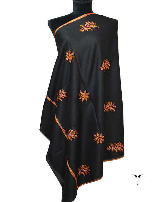 Black Pashmina Shawl In Sozni 6319