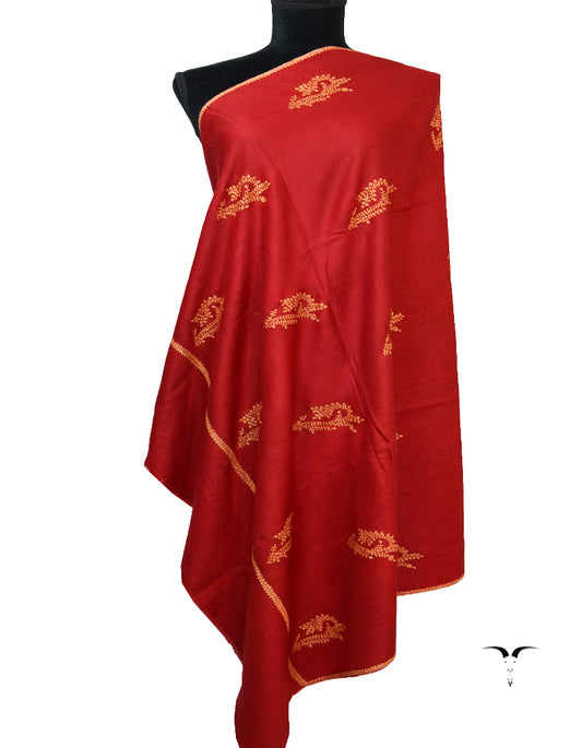Red Embroidery Pashmina Shawl 6336