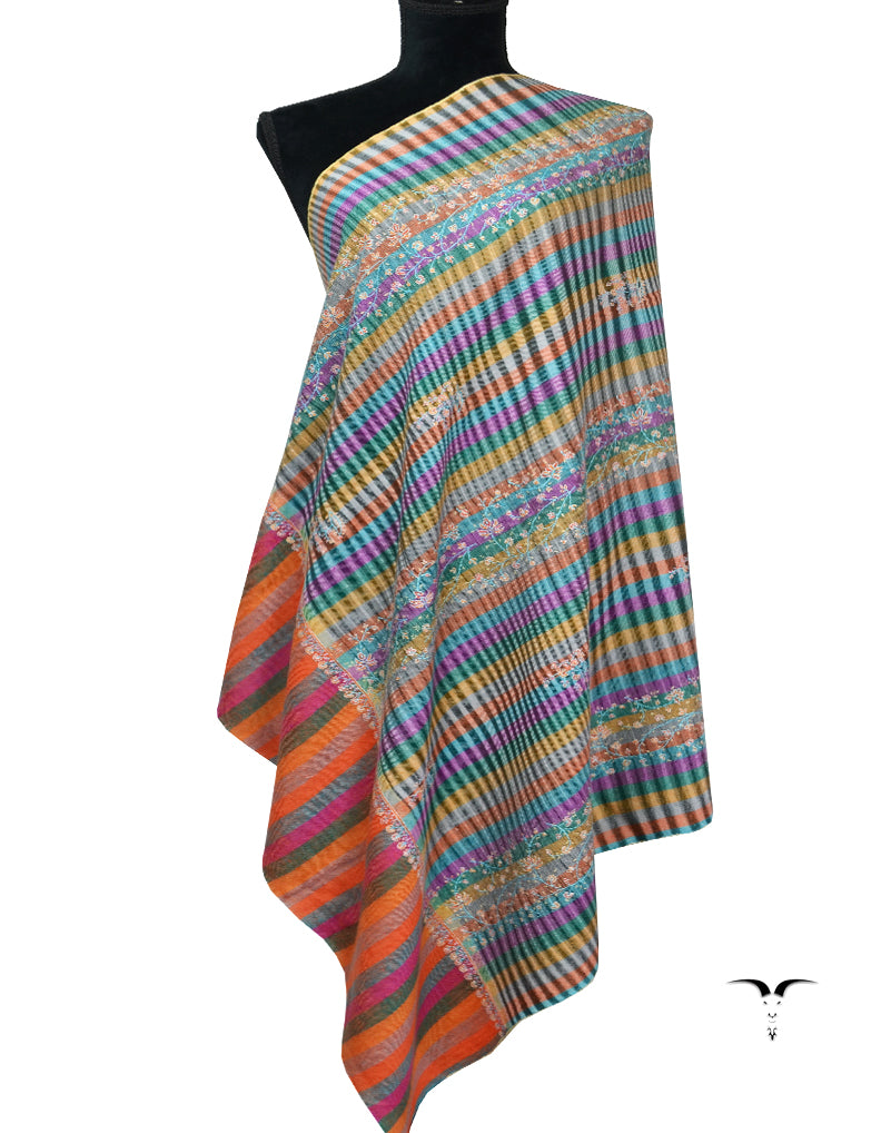 Multicoloured Cashmere Pashmina Shawl In Sozni 6435