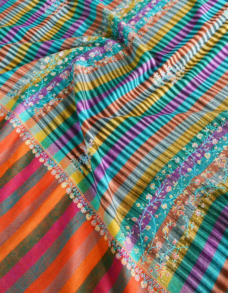 Multicoloured Cashmere Pashmina Shawl In Sozni 6435