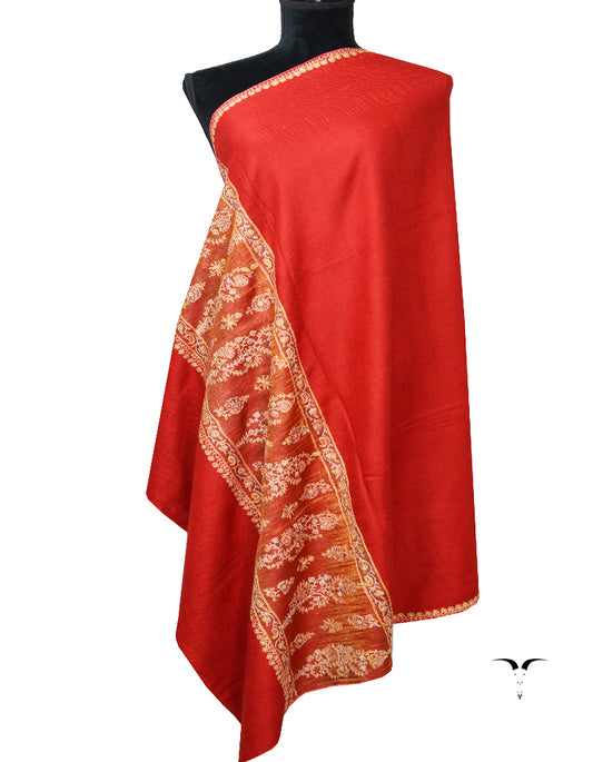 Red Cashmere Pashmina Shawl In Sozni 6450