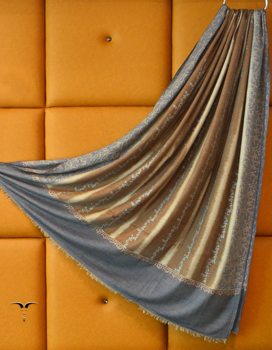 Multicoloured Royal XL Pashmina Shawl With Sozni Work 6510