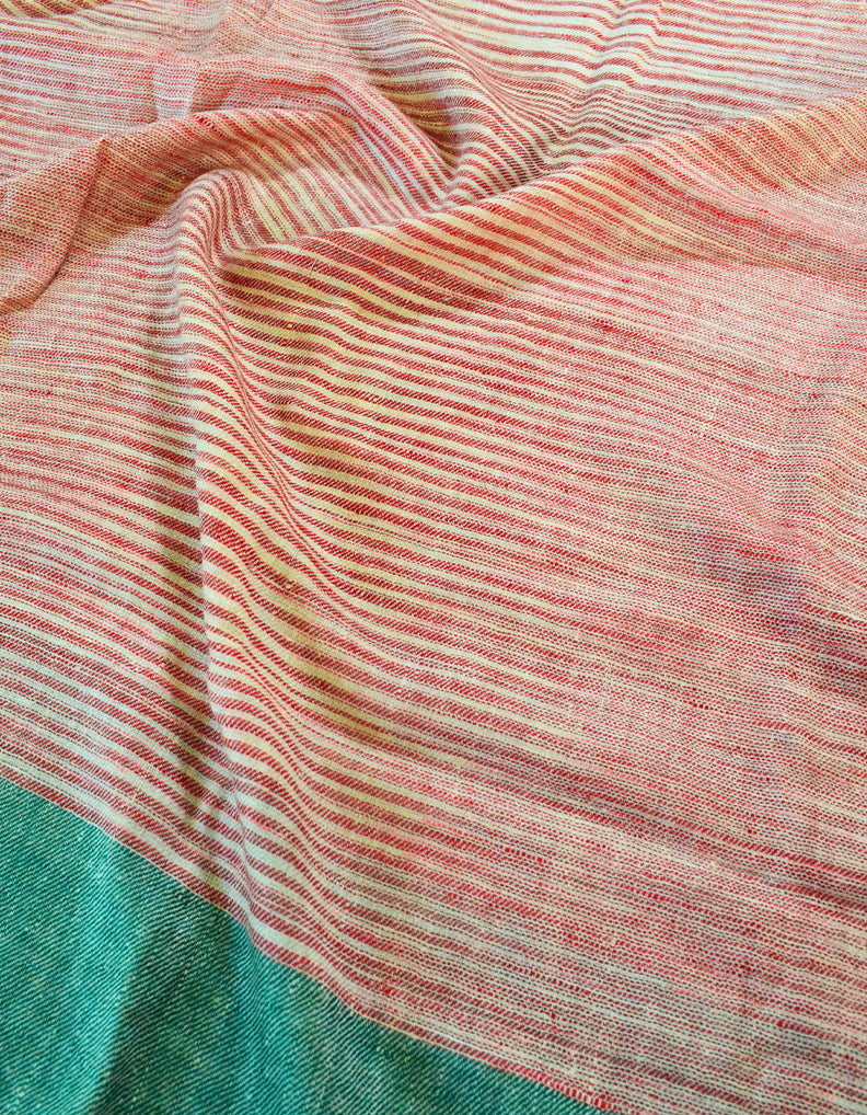 Red & Green Striped Pashmina Stole 6581