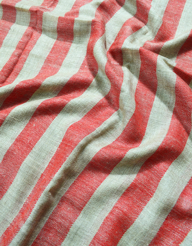 Red & Natural Striped Pashmina Stole 6740