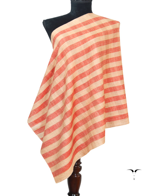 Red & Natural Striped Pashmina Stole 6744