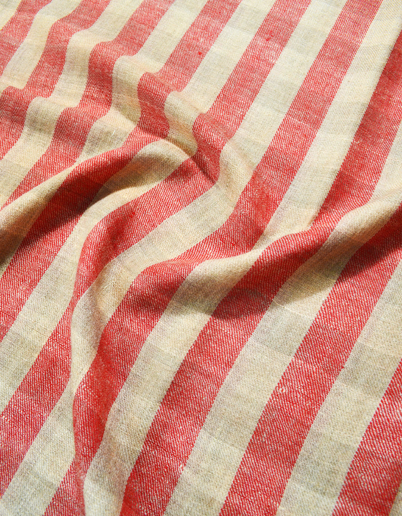 Red & Natural Striped Pashmina Stole 6744