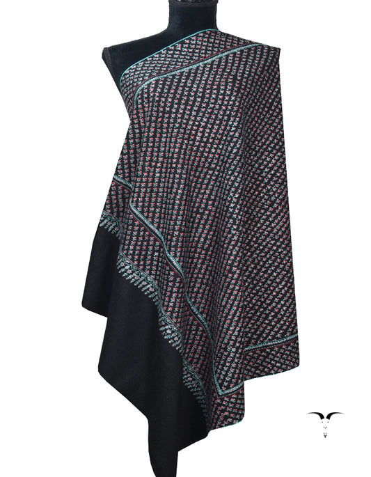 Black Gi Pashmina Shawl In Sozni Embroidery 6823