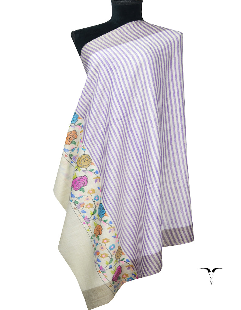 purple Striped kani pashmina shawl 6910