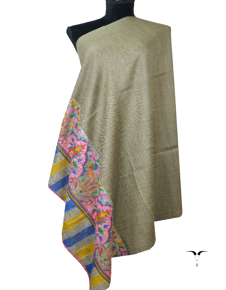 black and natural reversible kani pashmina shawl 6991