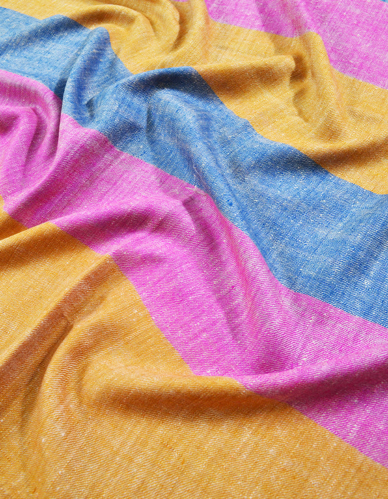 Orange, Pink & Blue Striped Pashmina Shawl 7026