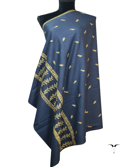 Yale Blue Pashmina Shawl In Sozni 7028