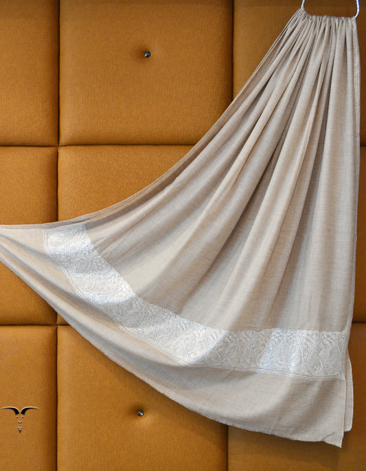 Light Natural Pashmina In Tilla Shawl 7070