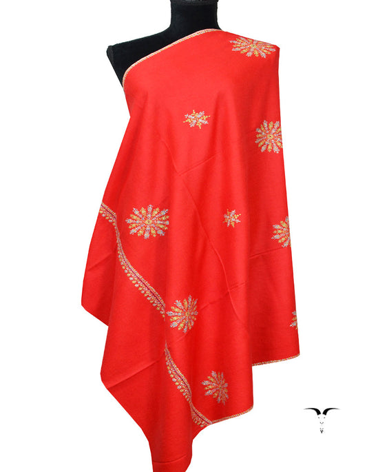 Red Embroidery Pashmina Shawl 7101