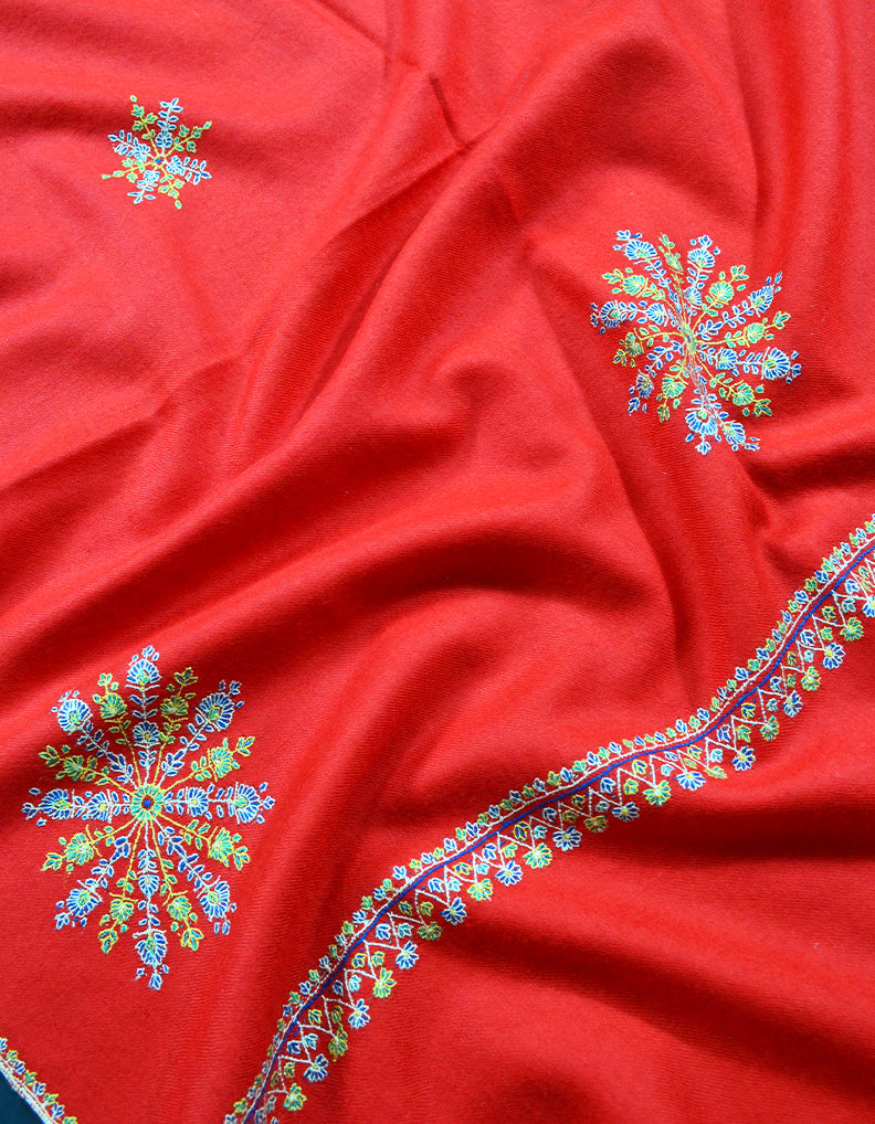 Red Embroidery Pashmina Shawl 7101