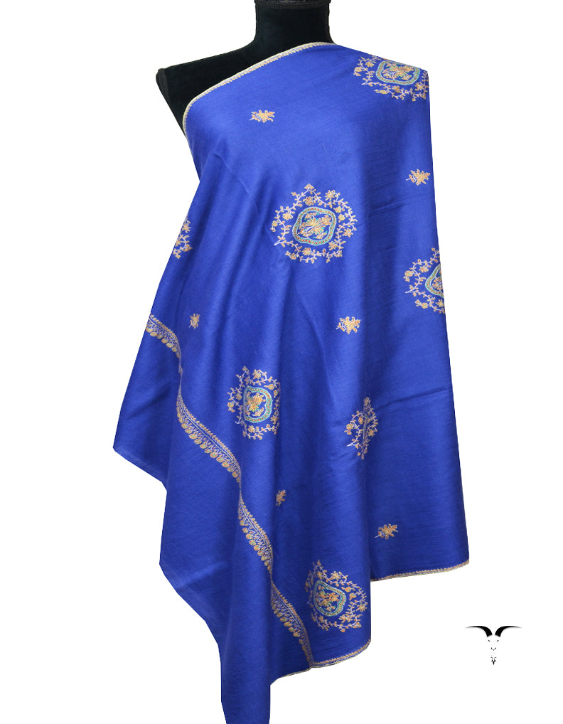 Blue Embroidery Pashmina Shawl 7102
