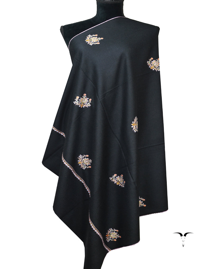 Black Embroidery Pashmina Shawl 7105