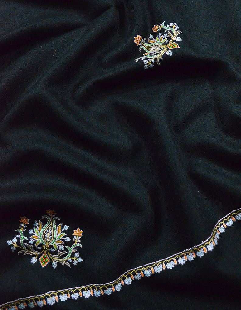Black Embroidery Pashmina Shawl 7105