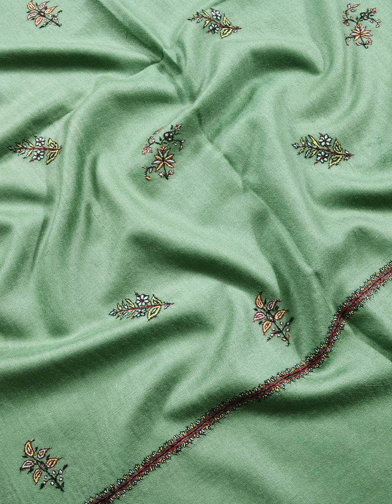 Green Embroidery Pashmina Shawl 7108
