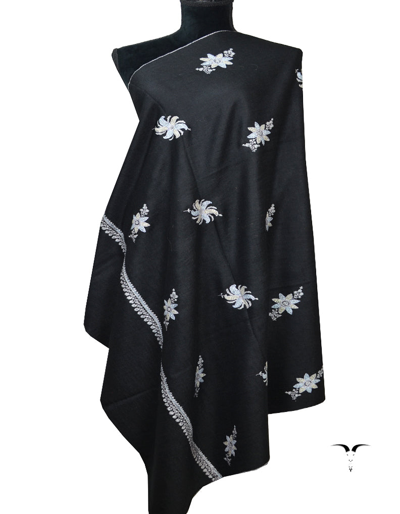 Black Embroidery Pashmina Shawl 7109