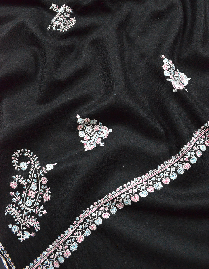 Black Embroidery Pashmina Shawl 7120