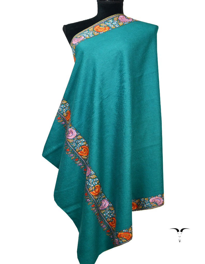 Green Embroidery Pashmina Shawl 7124