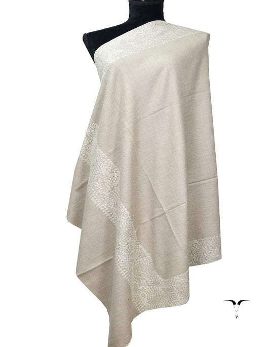 Natural Grey Embroidery Pashmina shawl 7130