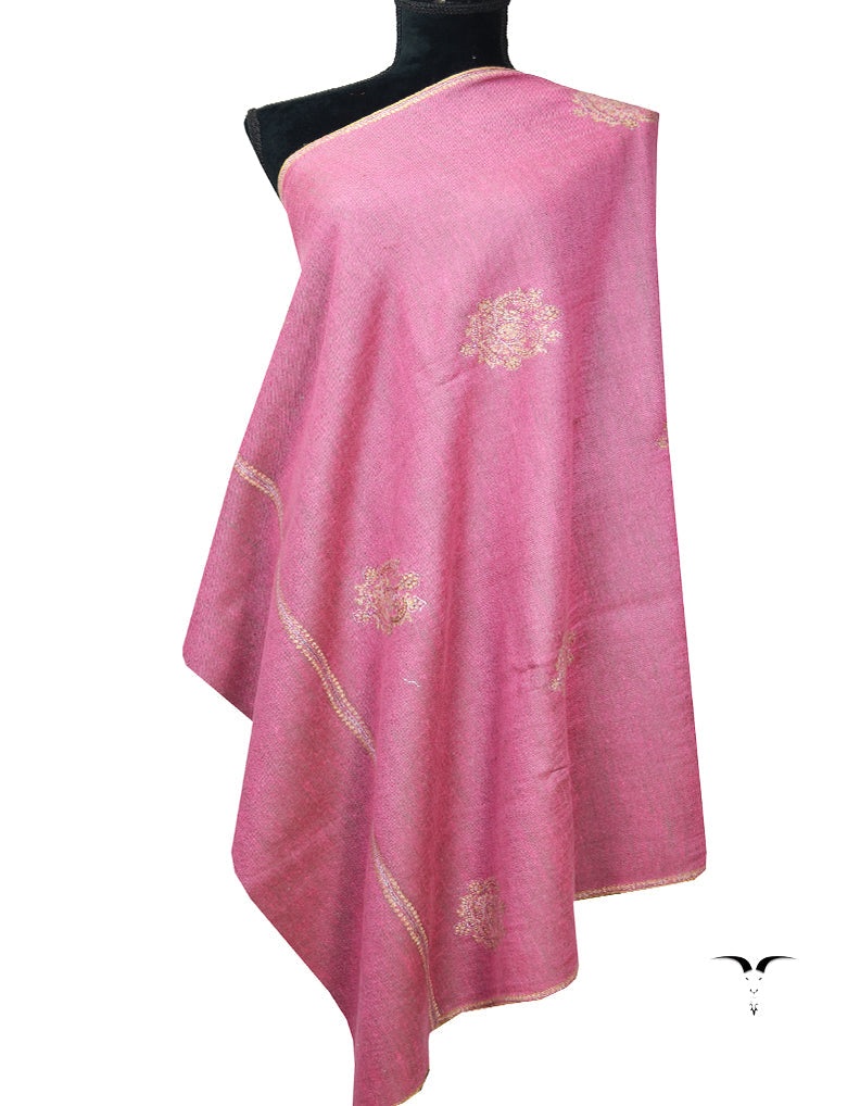 Green and Pink Embroidery Pashmina Shawl 7142