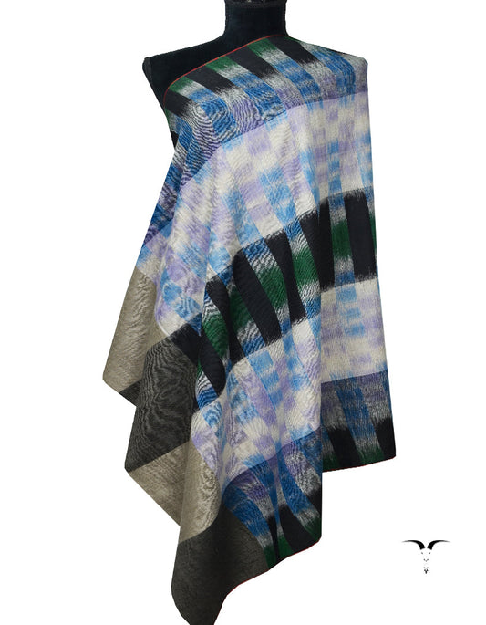 Black Blue and Green Ekat shawl 7165