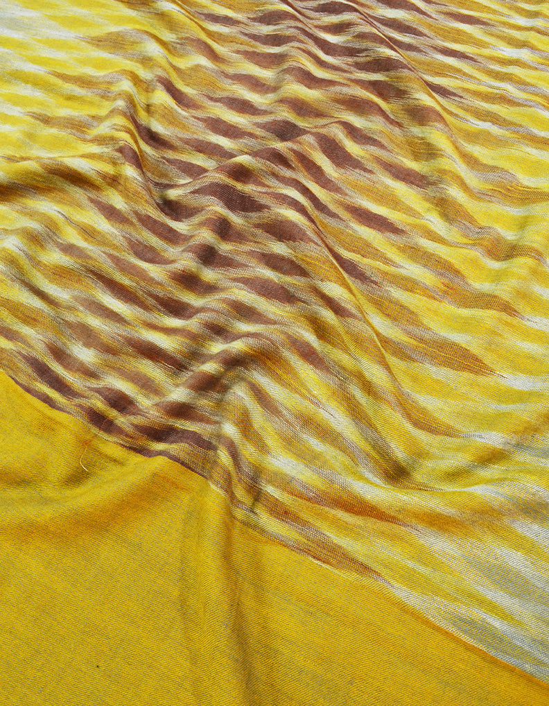 Yellow and Brown Ekat Pashmina shawl 7176