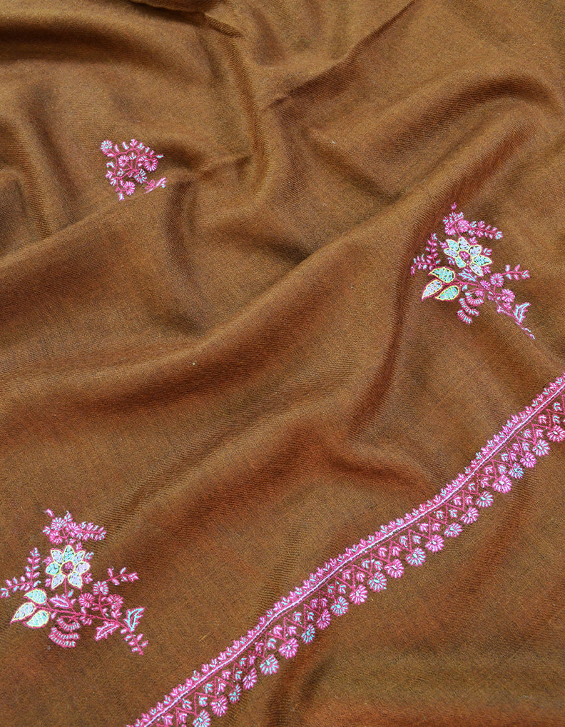 Brown Embroidery Pashmina Shawl 7191