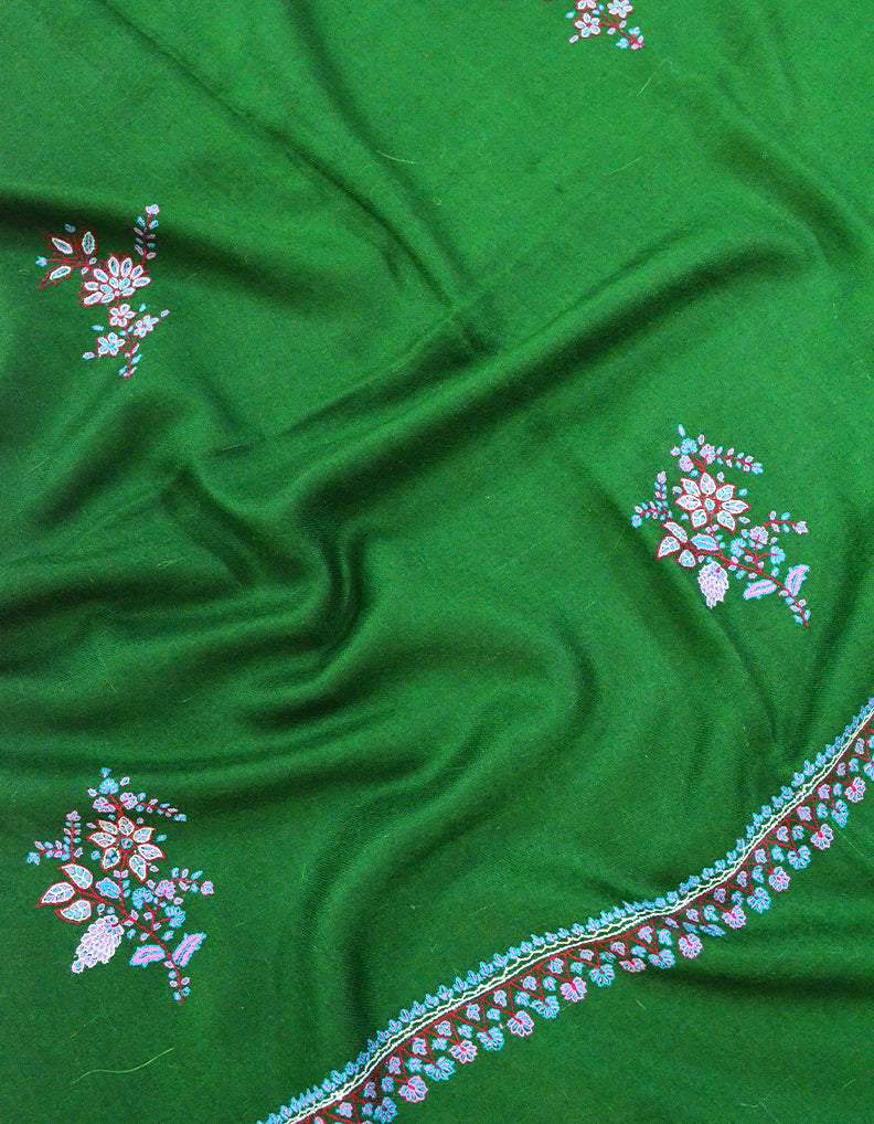 Green Embroidery Pashmina Shawl 7192