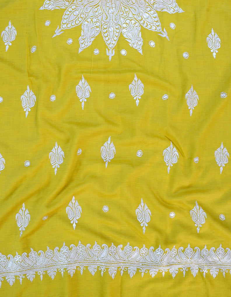 Yellow Embroidery Pashmina Shawl 7194