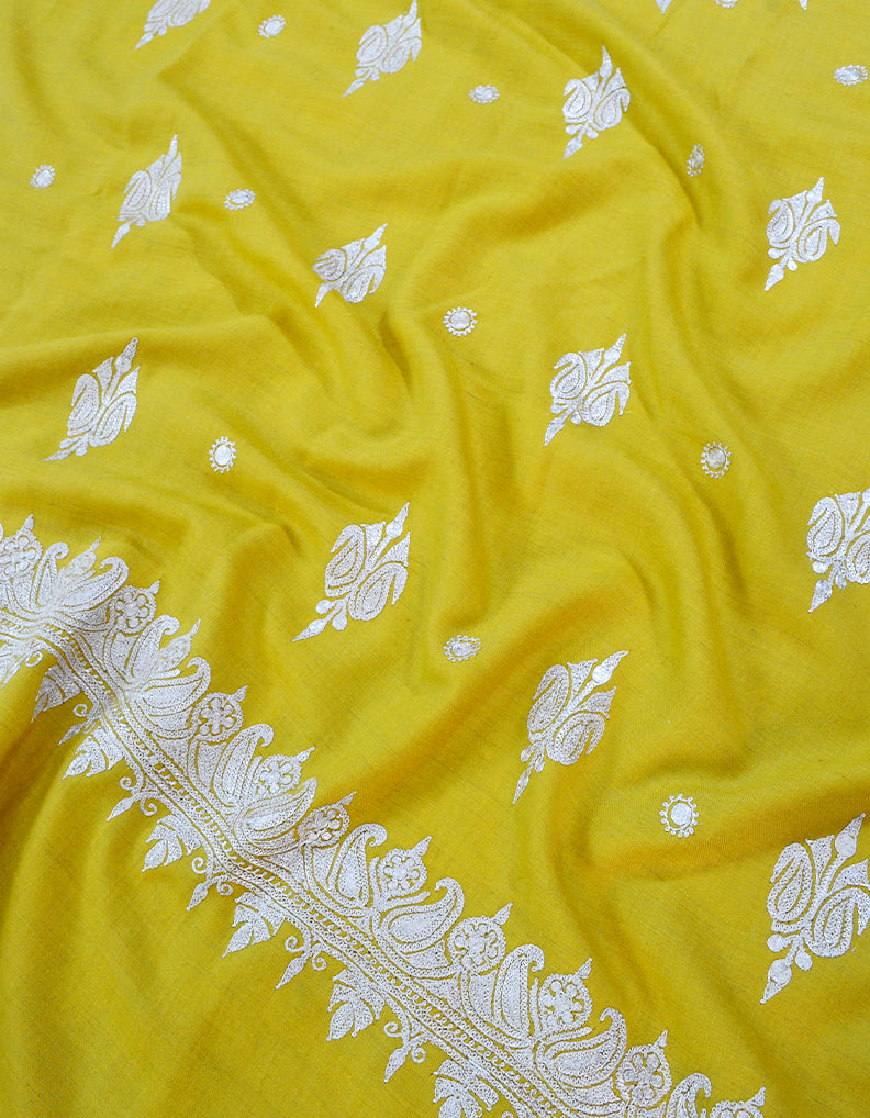 Yellow Embroidery Pashmina Shawl 7194