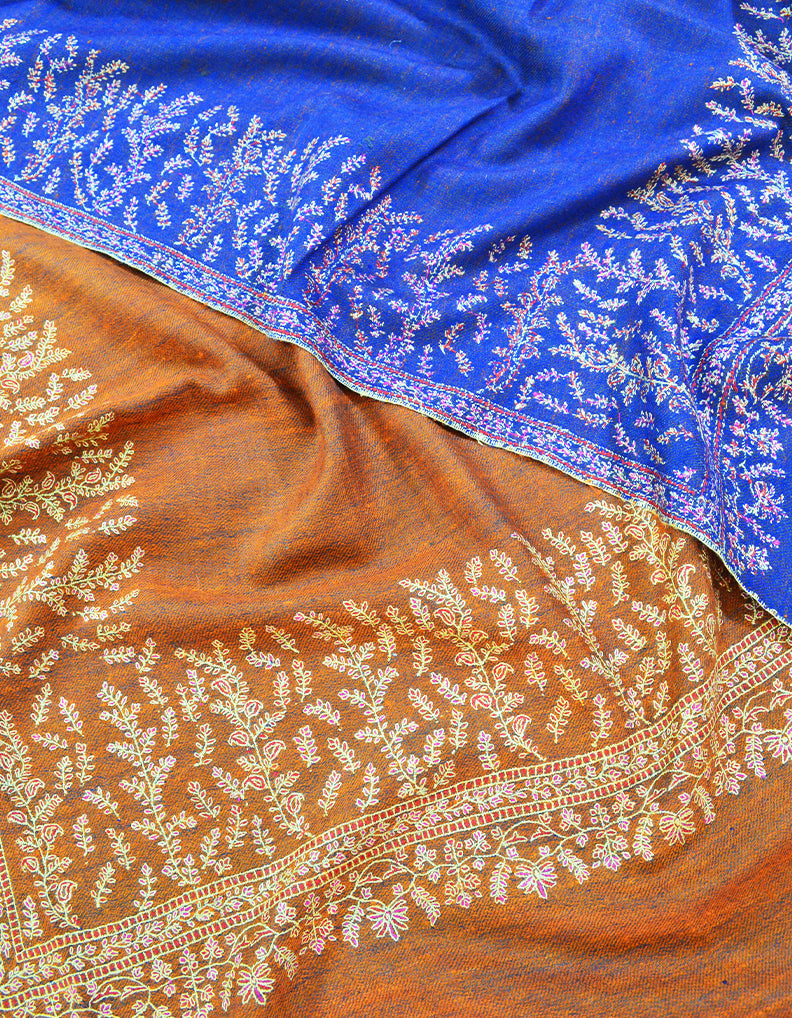 Blue Embroidery Pashmina shawl 7198