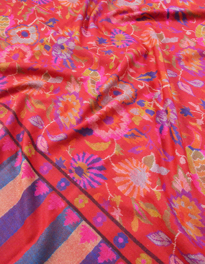 Red and Purple Kani Pashmina Shawl 7203