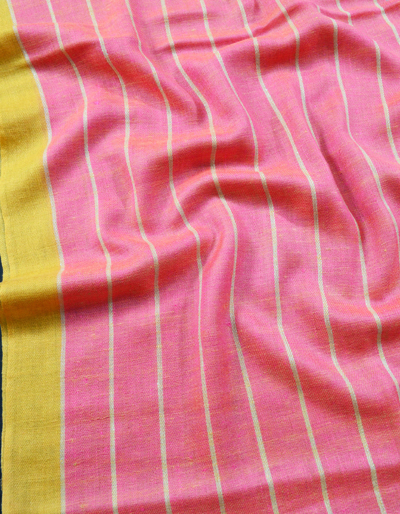 Pink and Yellow Striped Pashmina Shawl 7230