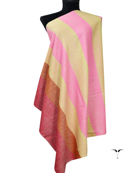 Red Pink and Brown Striped Pashmina Shawl 7232